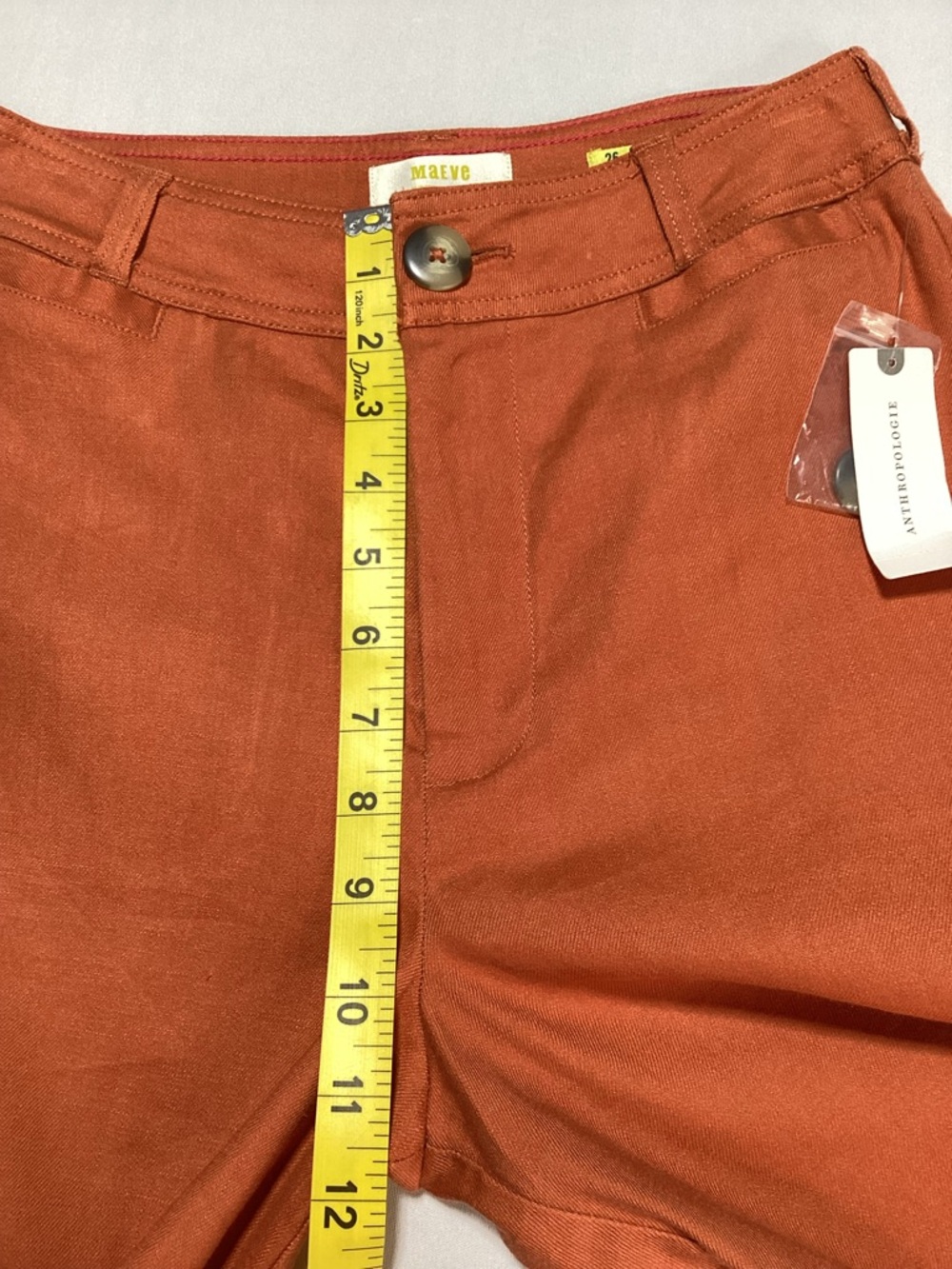 Anthropologie Ettie Linen Wide-Leg Cropped Pants in Rust Orange - Picture 12 of 16
